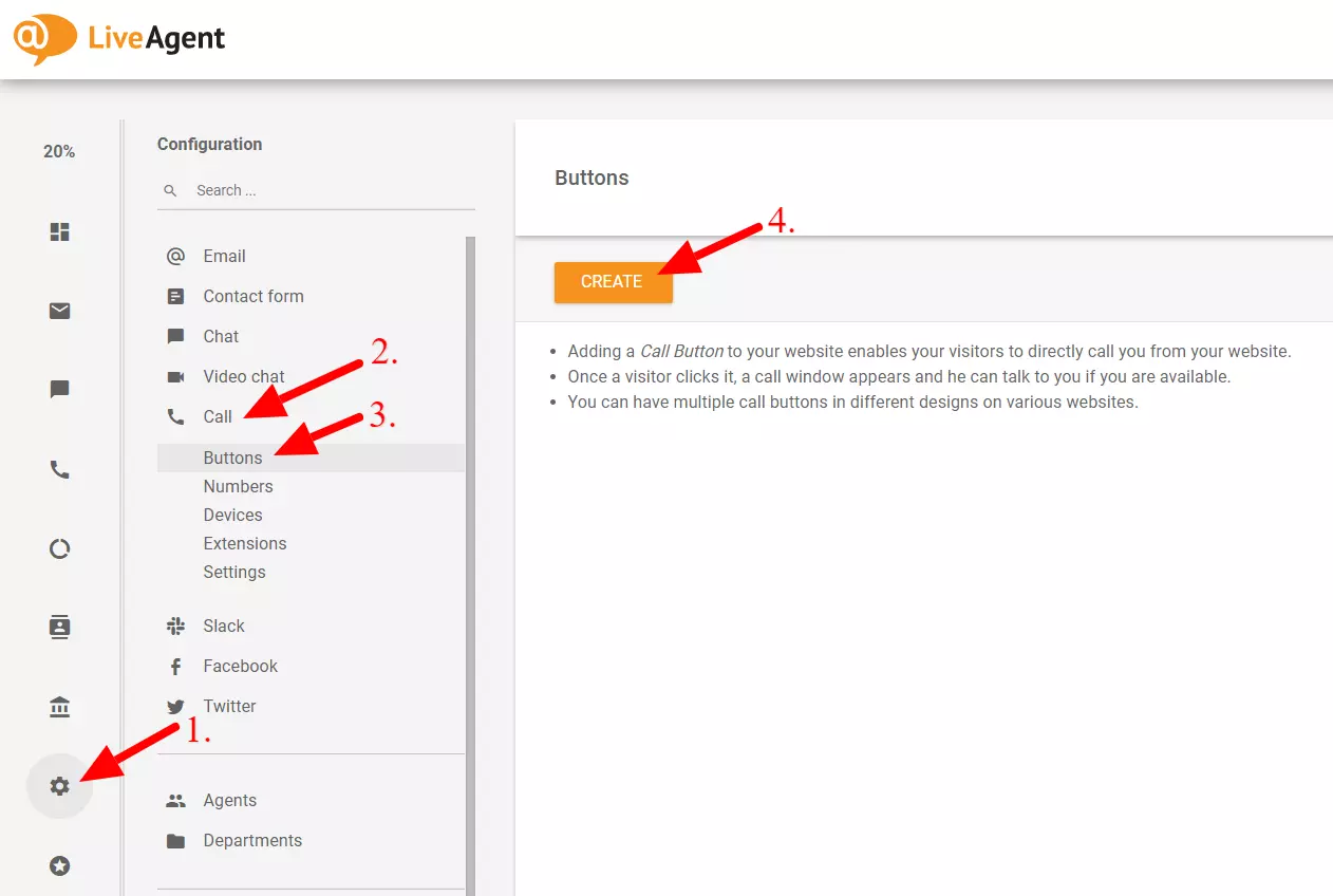 pulsante crea chiamata