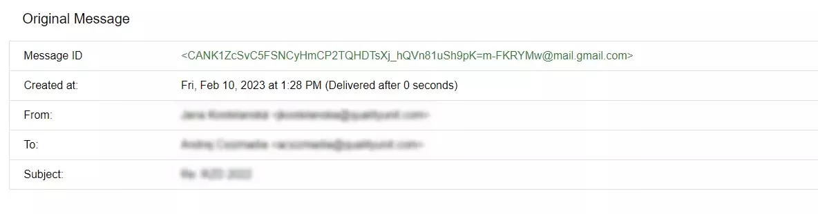 Esempio di ID messaggio email