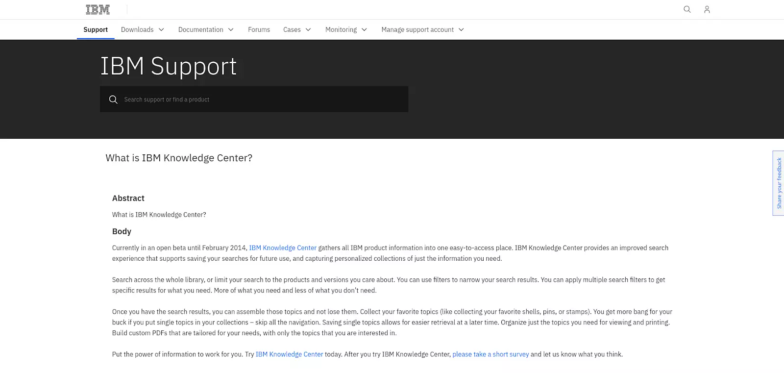 Pagina della knowledge base di IBM