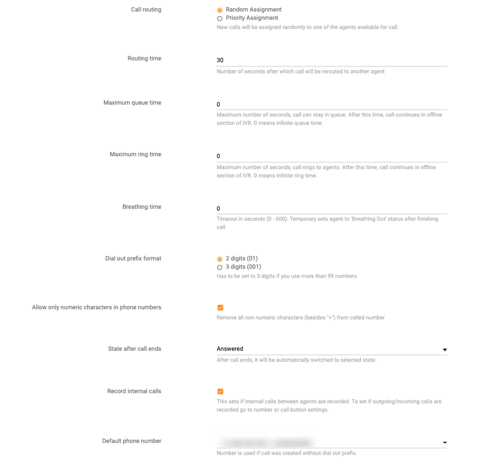 Configurazione del call center di LiveAgent