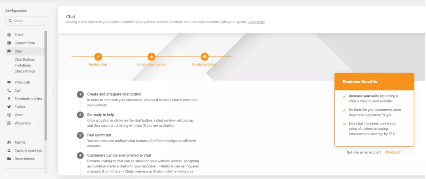Configurazione della chat di LiveAgent