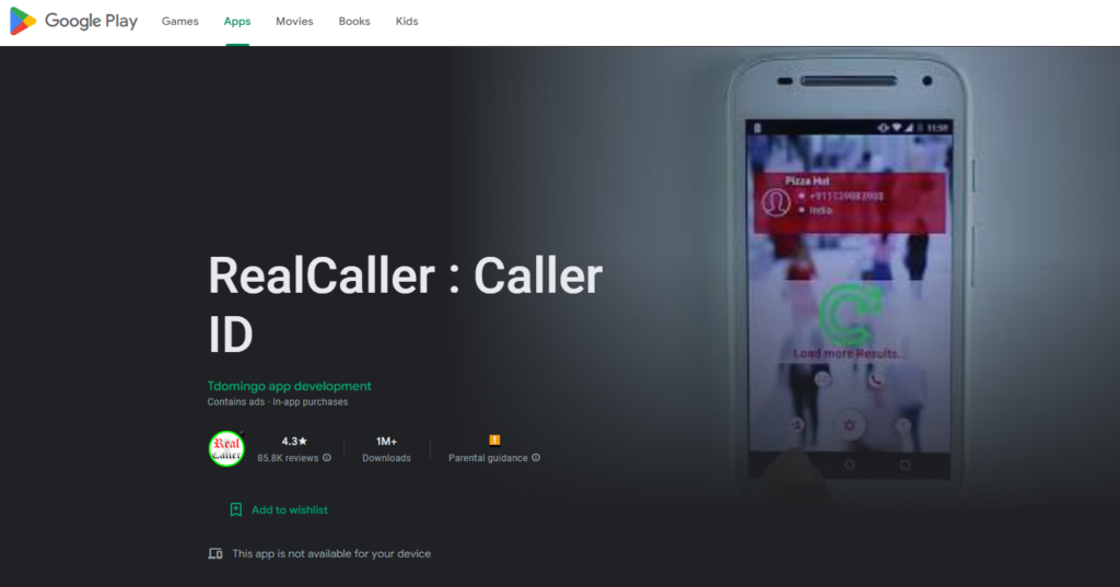 Sito web RealCaller: Caller ID Google Play
