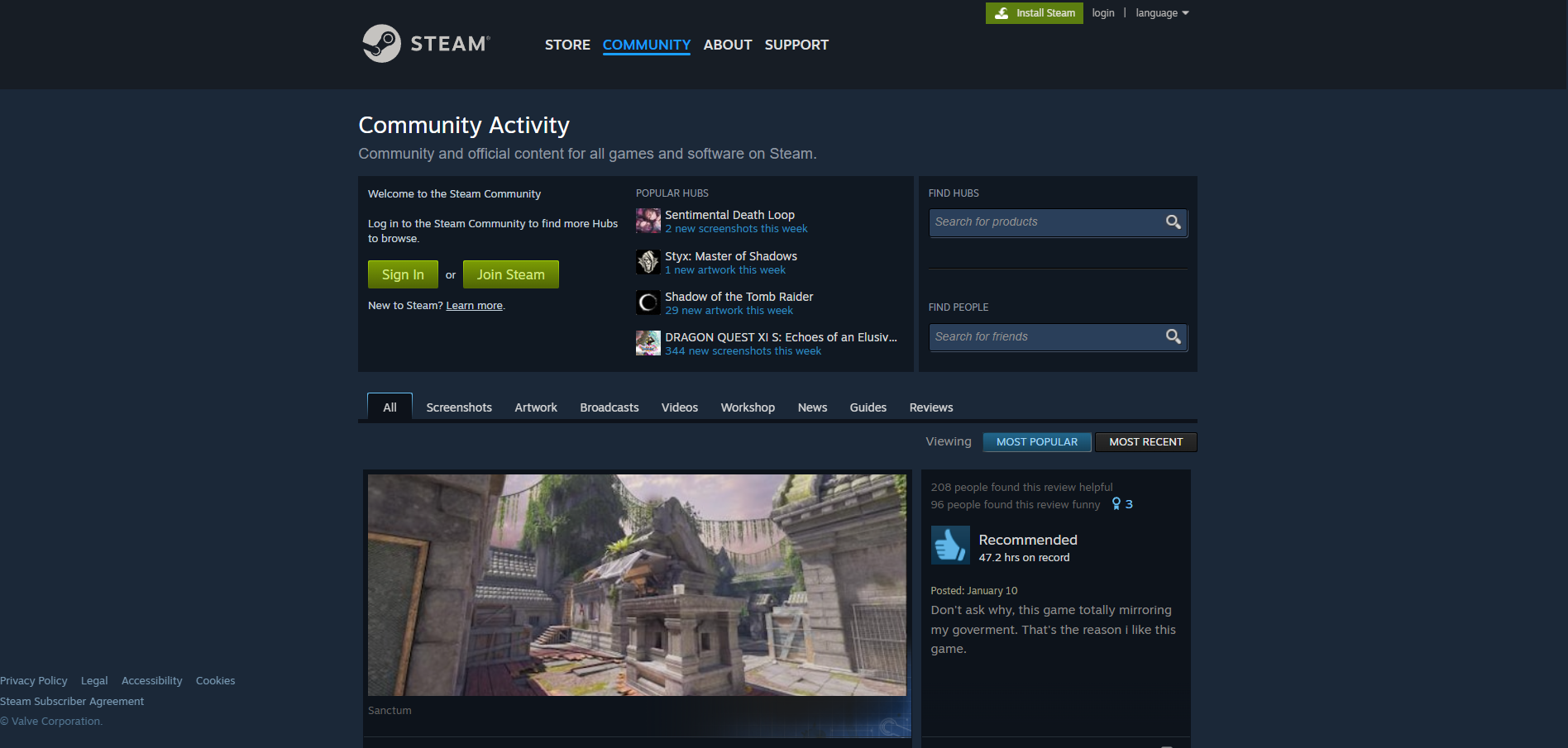 Contatti dell'Help Desk della Comunità Steam