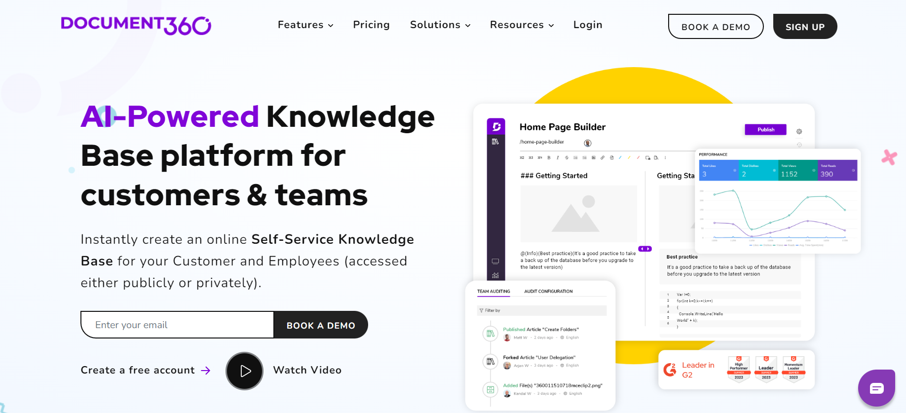 Homepage di Document360