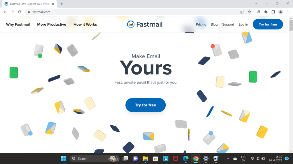Homepage di Fastmail