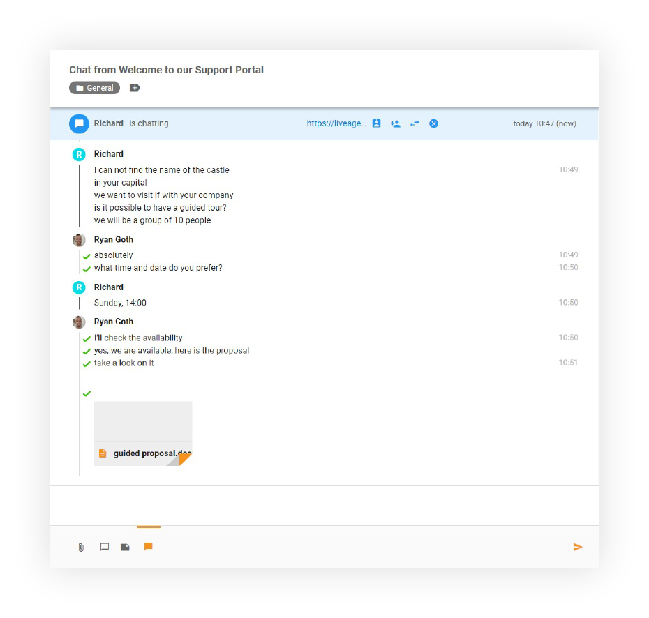 Allegati in live chat