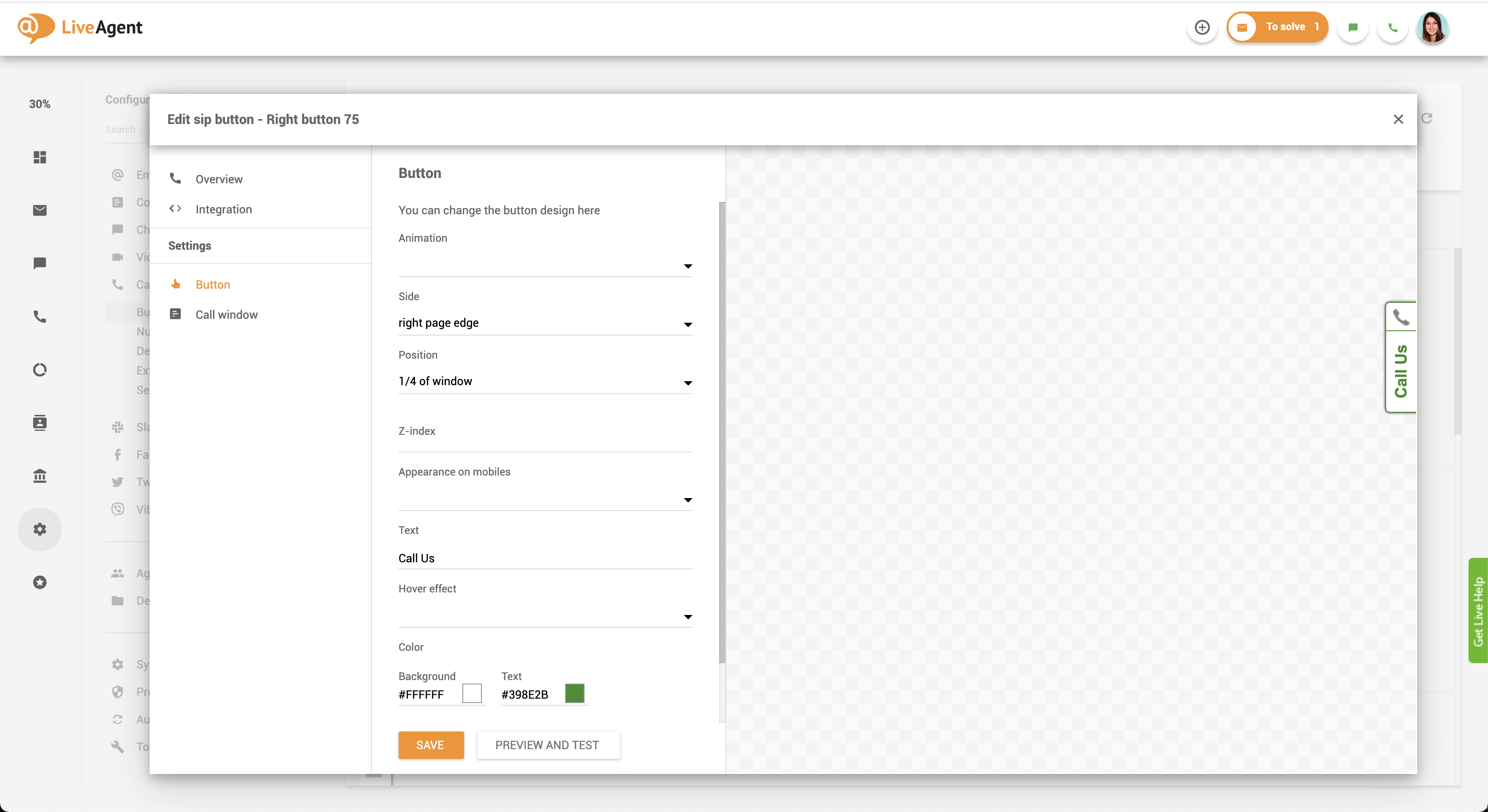 Personalizzazione pulsante