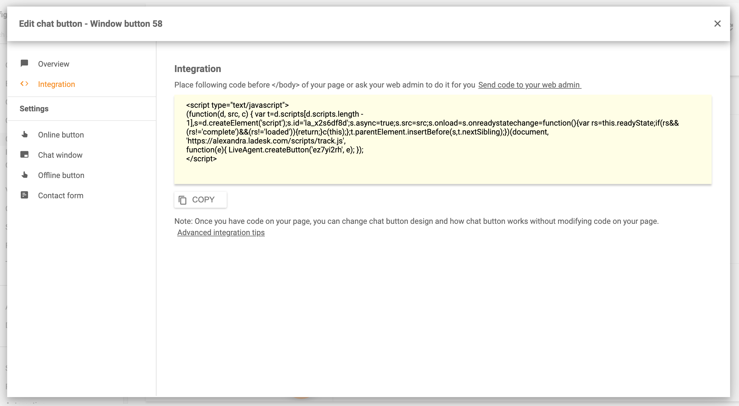 Incorpora la chat al sito web - LiveAgent