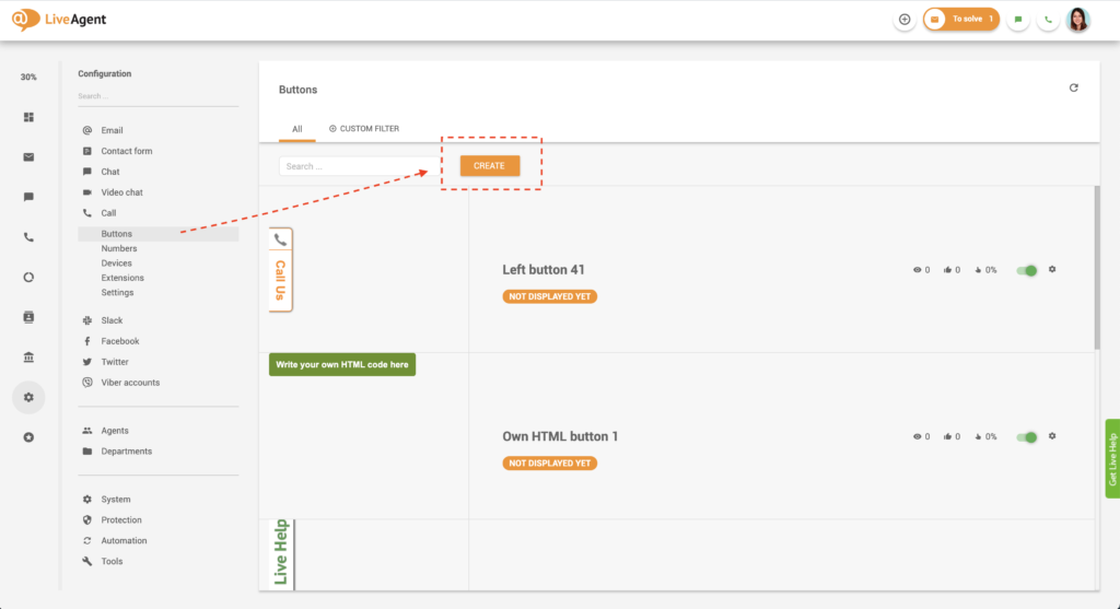 Creazione di un pulsante di chiamata in LiveAgent