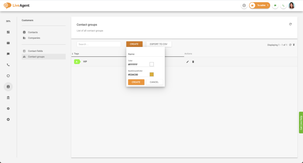 Crea gruppo di contatti