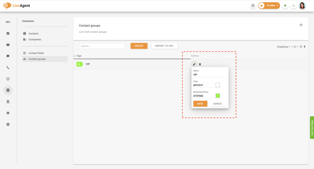 Modifica gruppo di contatti