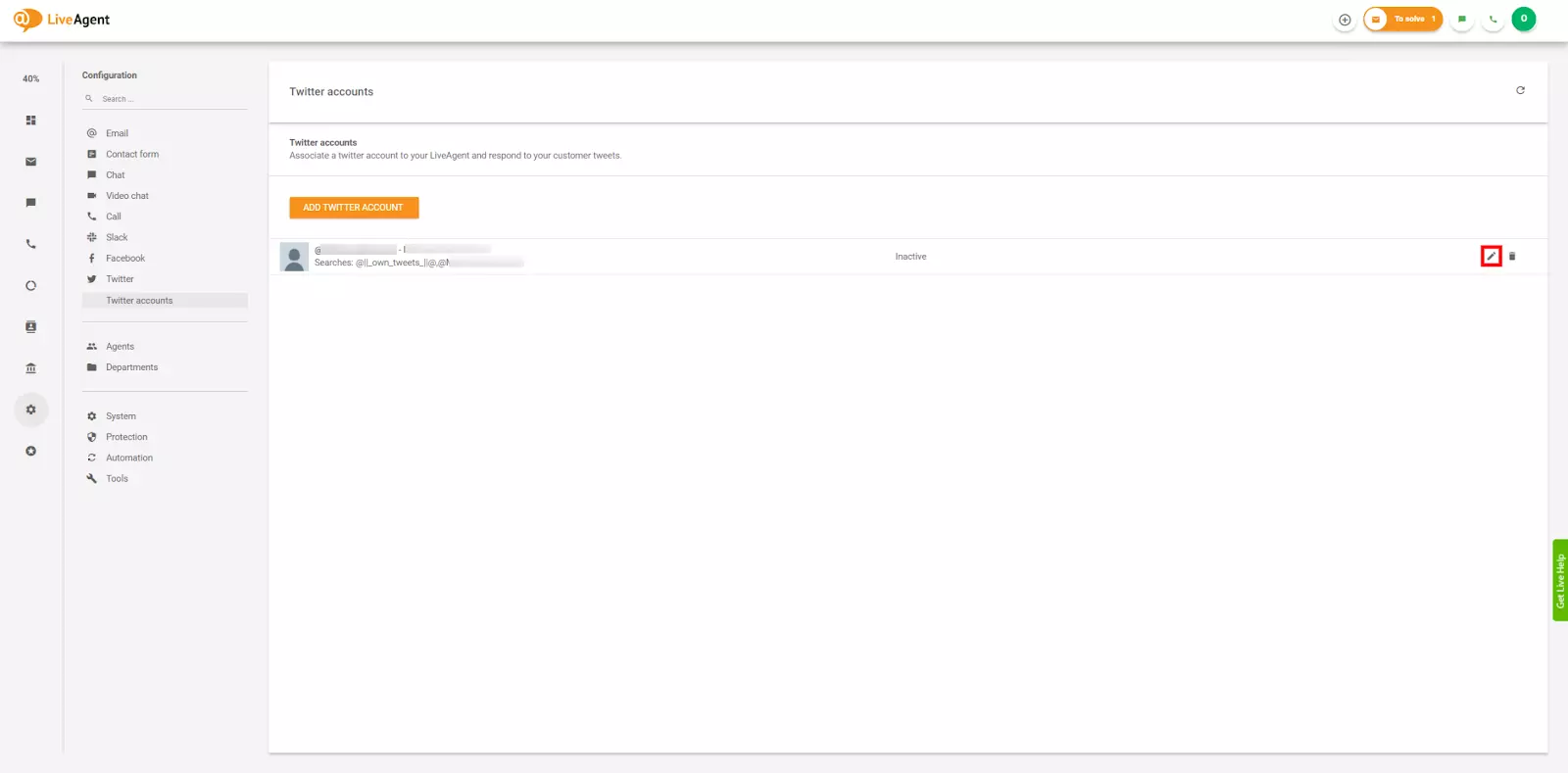 Modifica impostazioni account Twitter