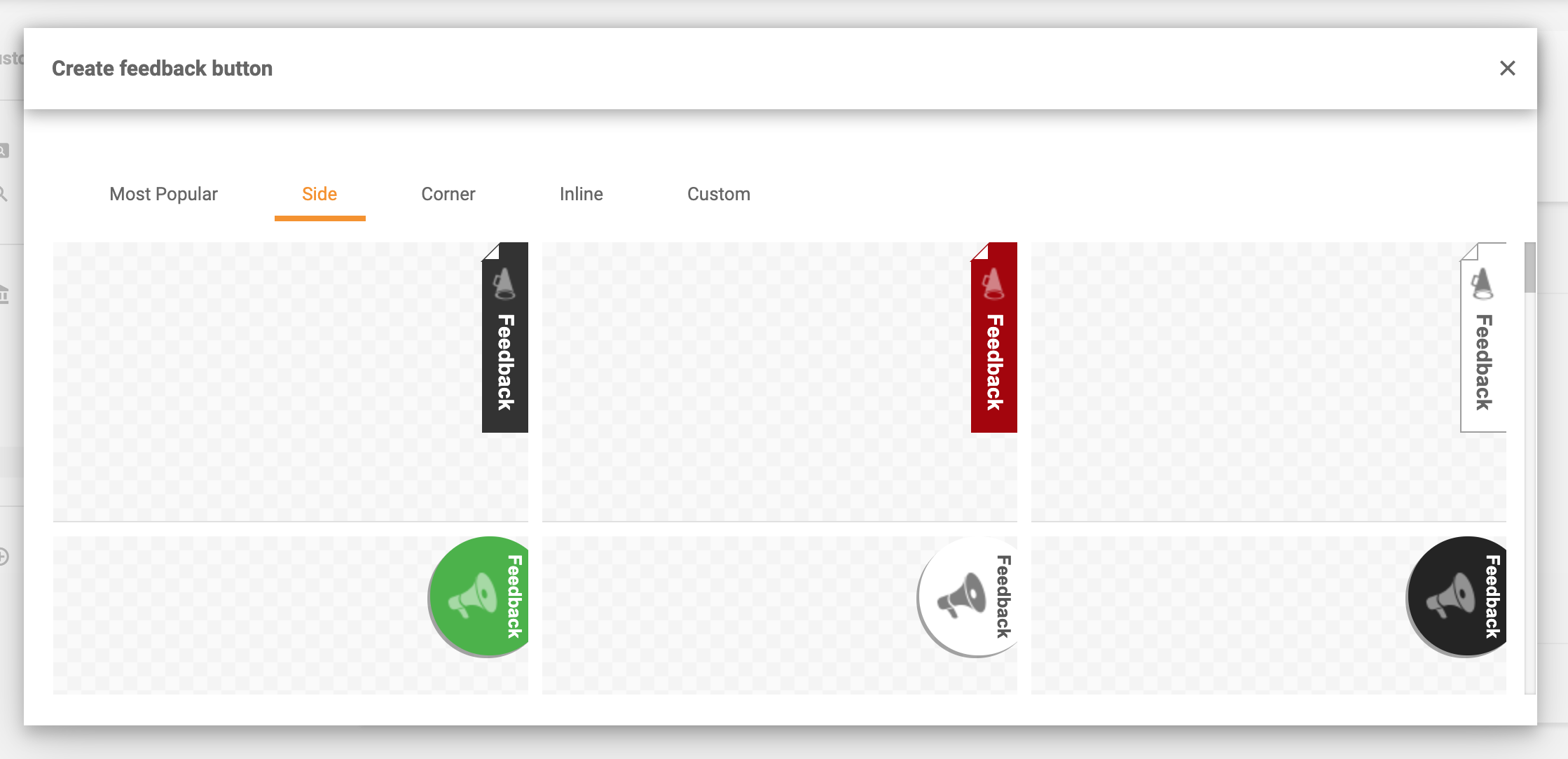 Pulsanti di feedback laterali