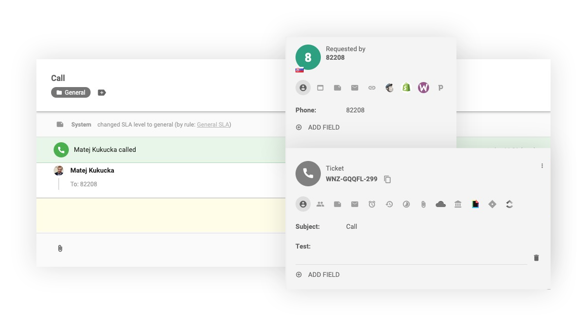 Interfaccia chiamata interna in LiveAgent