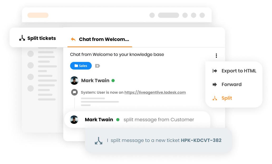 Funzione dividi ticket nel software di ticketing