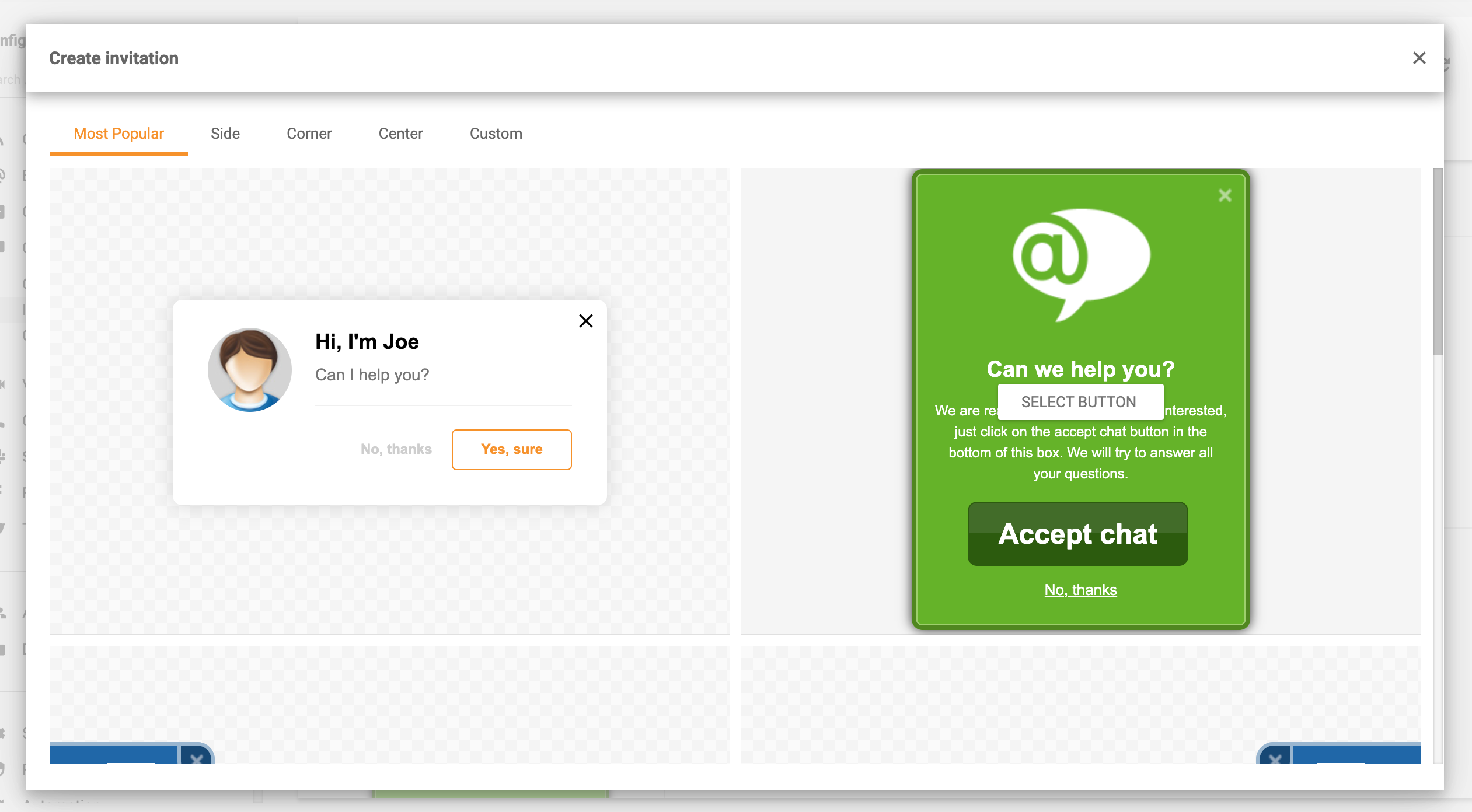 Funzione inviti di chat proattivi in LiveAgent
