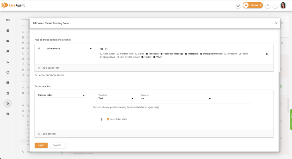 Configurazione delle regole di instradamento ticket - Parte 2