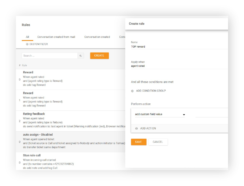Crea regola in LiveAgent