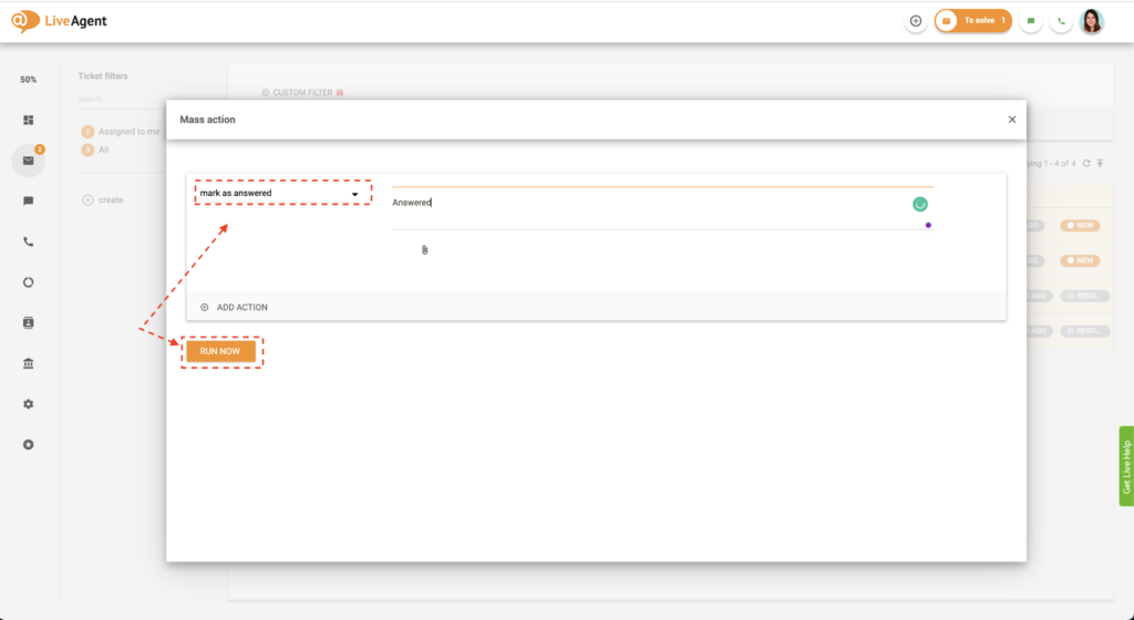 Seleziona azione di massa dall'elenco