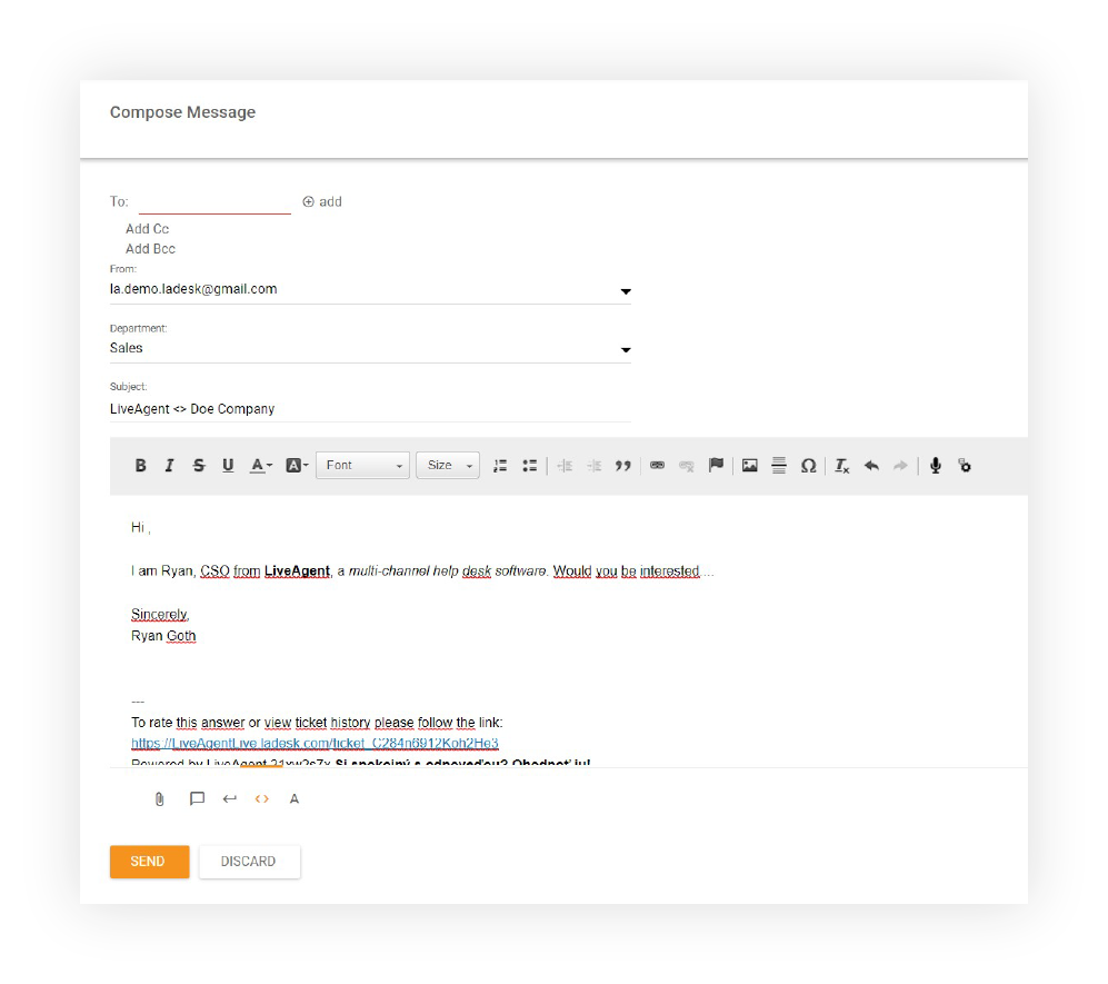 Editor WYSIWYG - Nuovo ticket