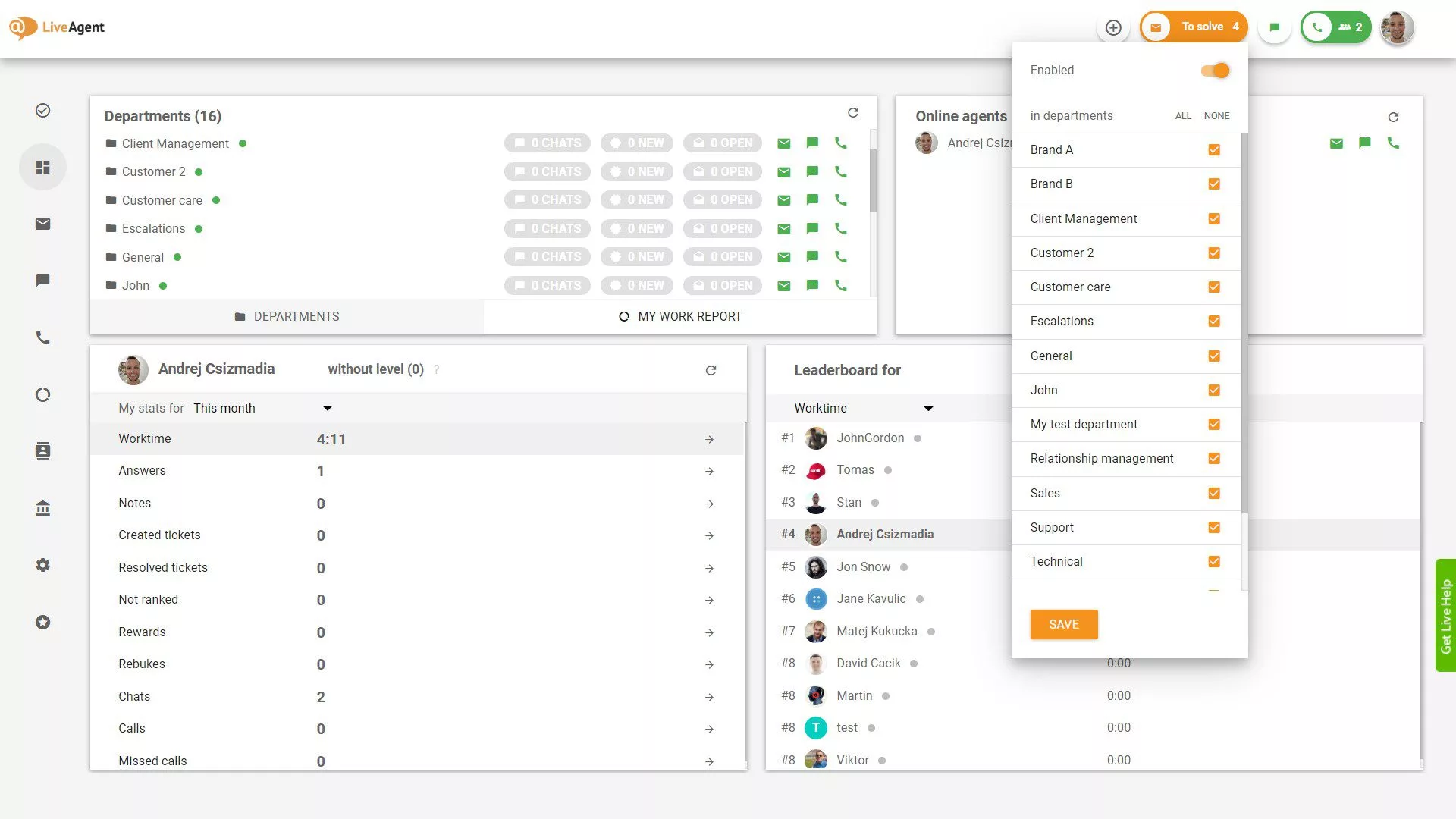 Selezione dipartimento ticket Da Risolvere
