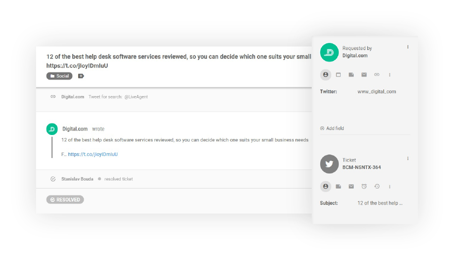 Ticket Twitter in LiveAgent