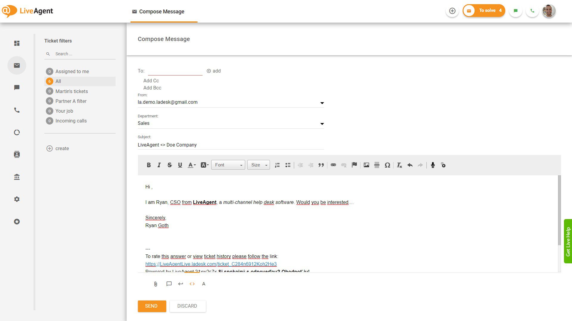 Editor WYSIWYG in nuovo ticket