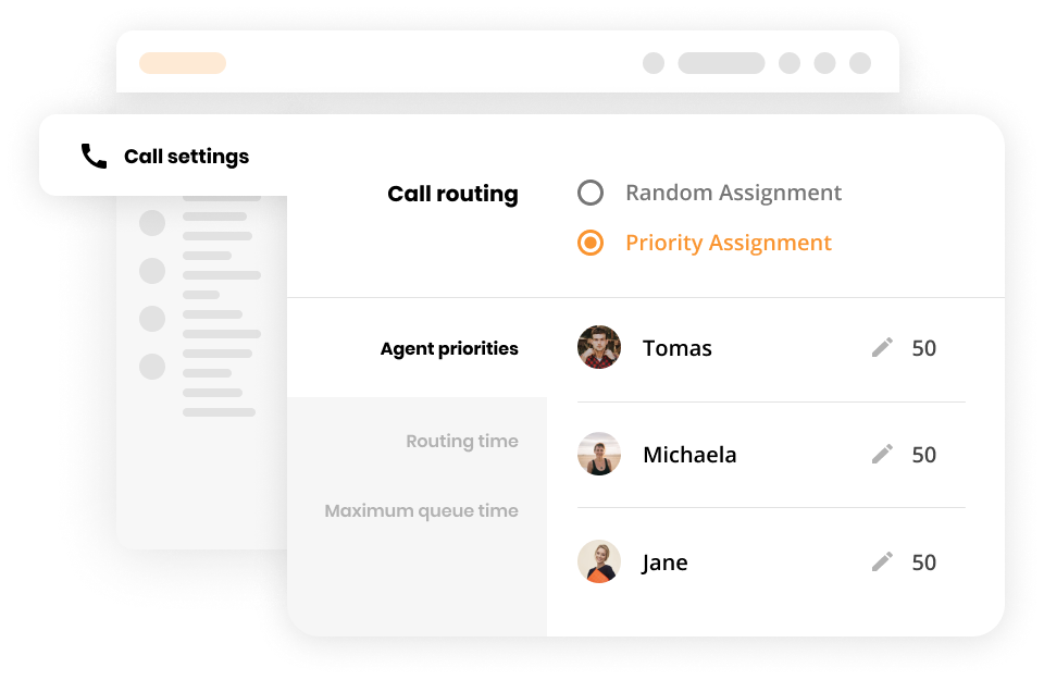 Mockup di instradamento delle chiamate