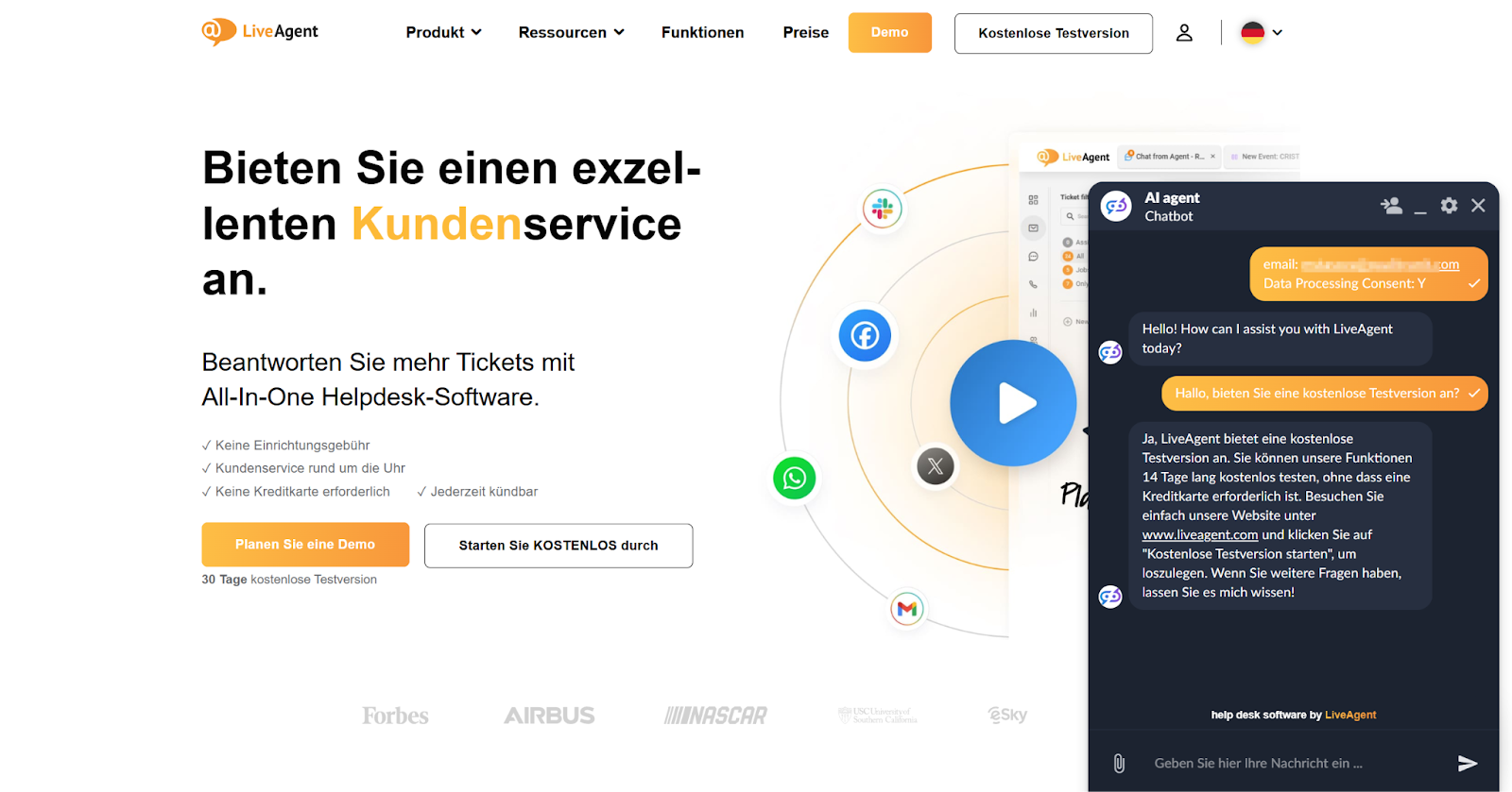 LiveAgent Chatbot con Supporto Multilingue