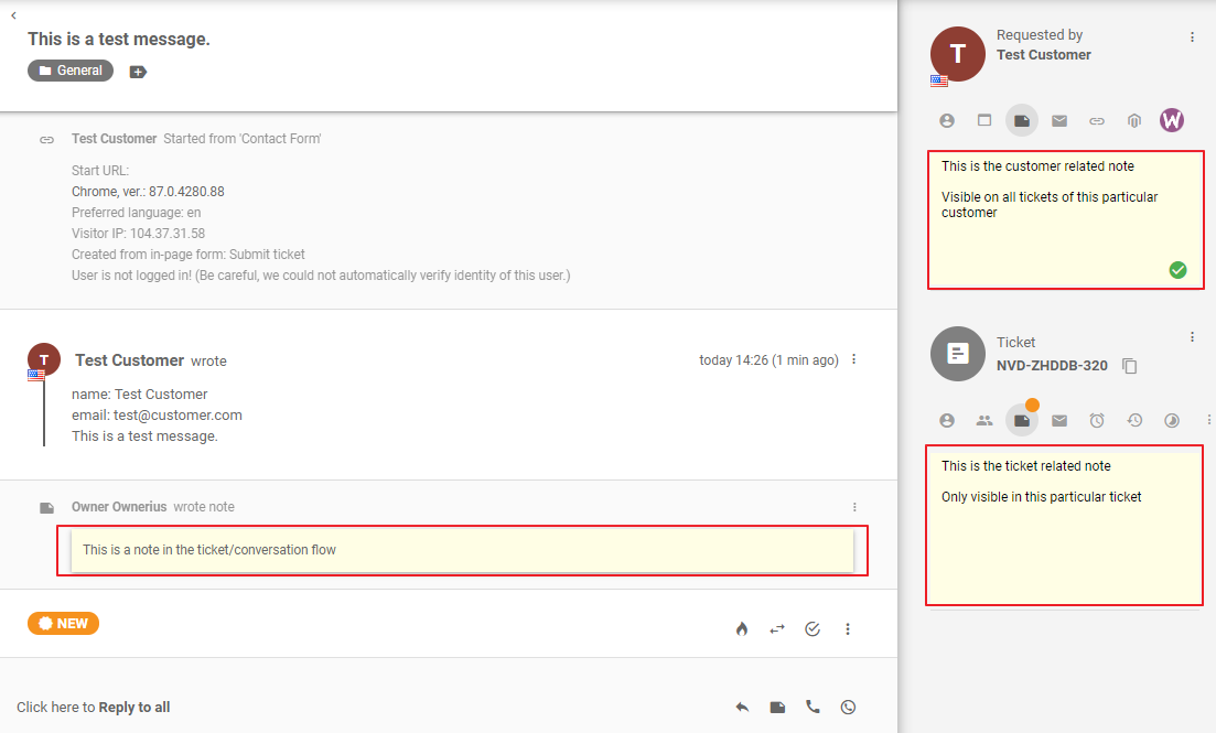 LiveAgent diversi tipi di note interne