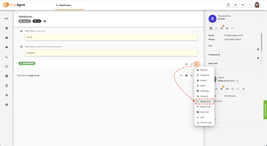 Funzione unisci ticket