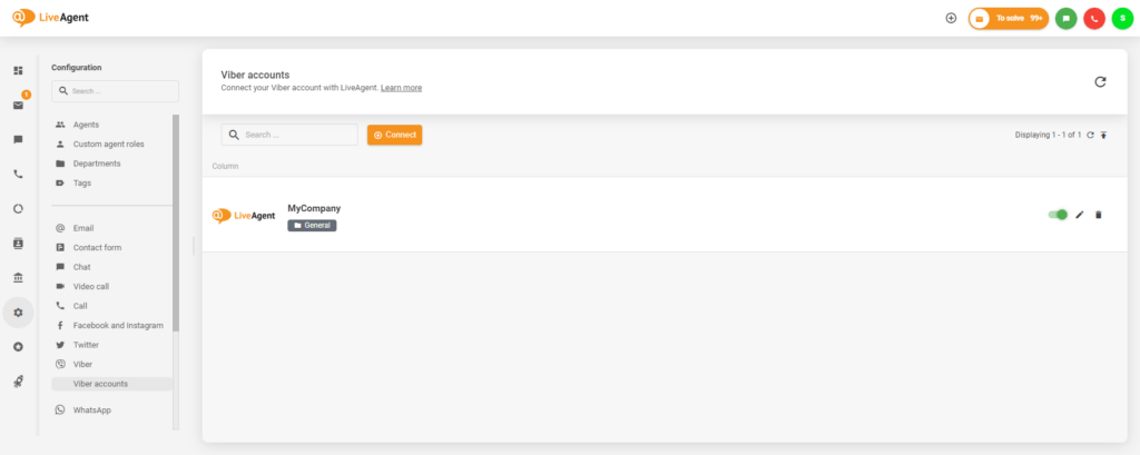 Integrazione riuscita tra Viber e LiveAgent