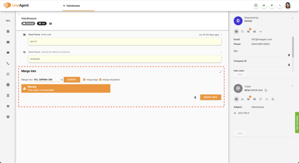 Unione di due ticket
