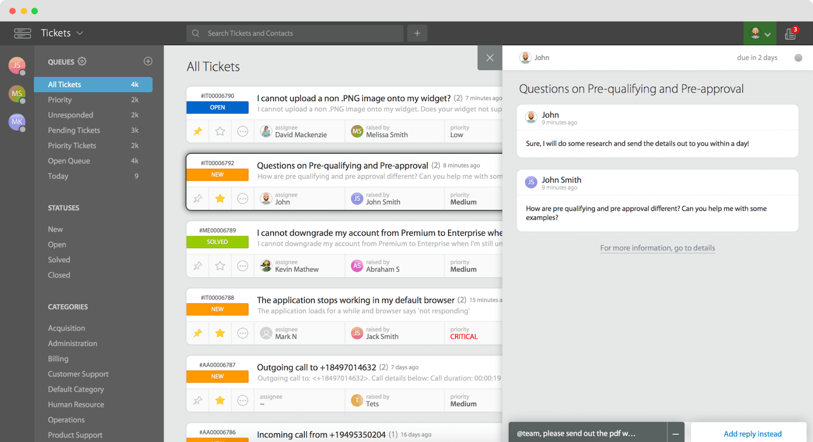 Interfaccia utente HappyFox