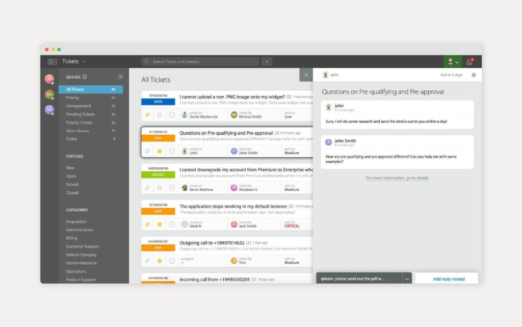 Istantanea dello strumento di knowledge base HappyFox in uso