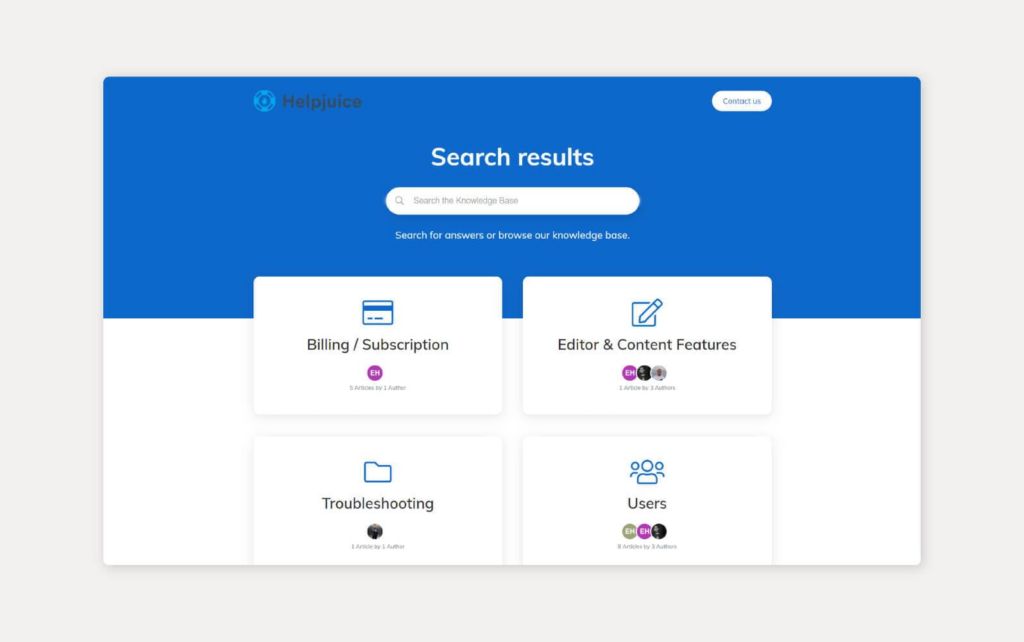 Sistema di knowledge base HelpJuice in uso