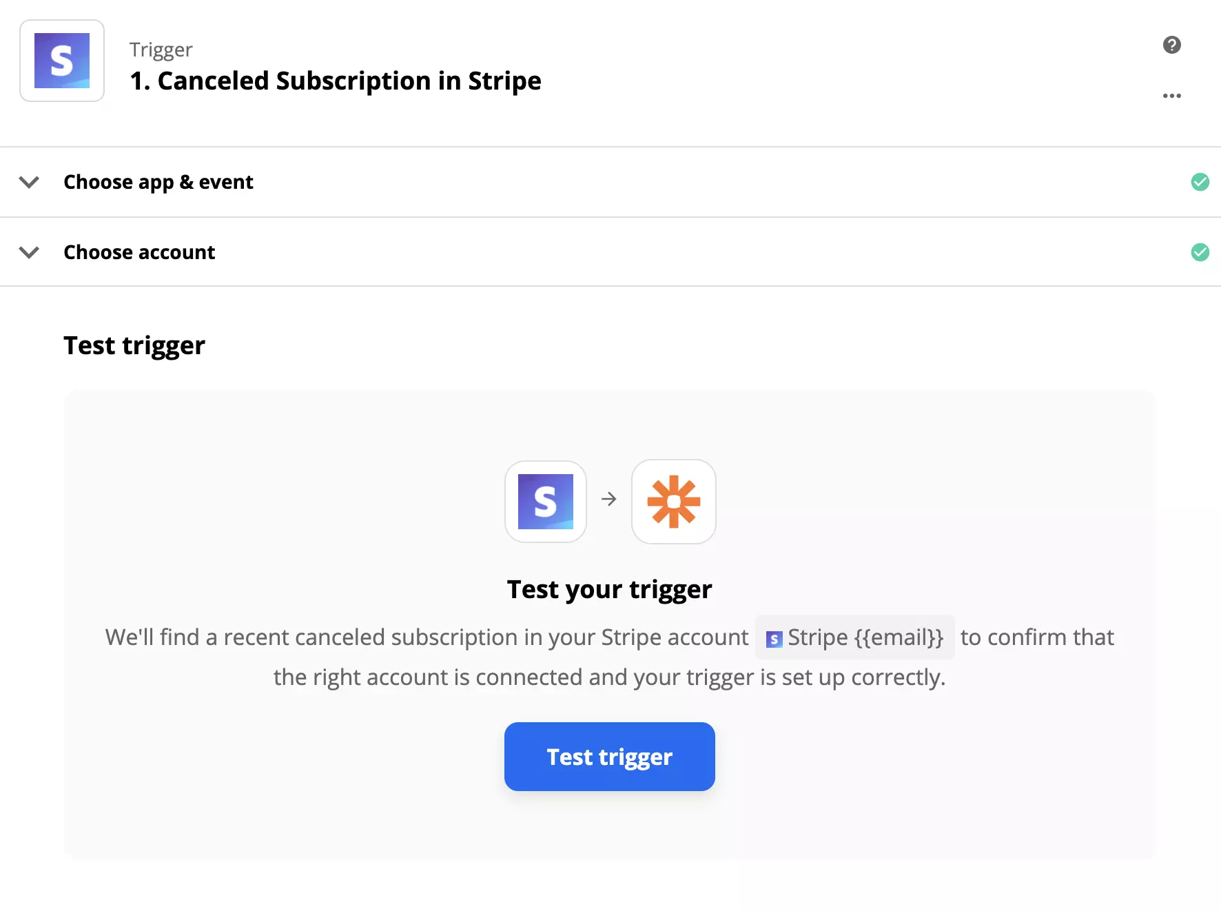 Test del trigger Stripe su Zapier
