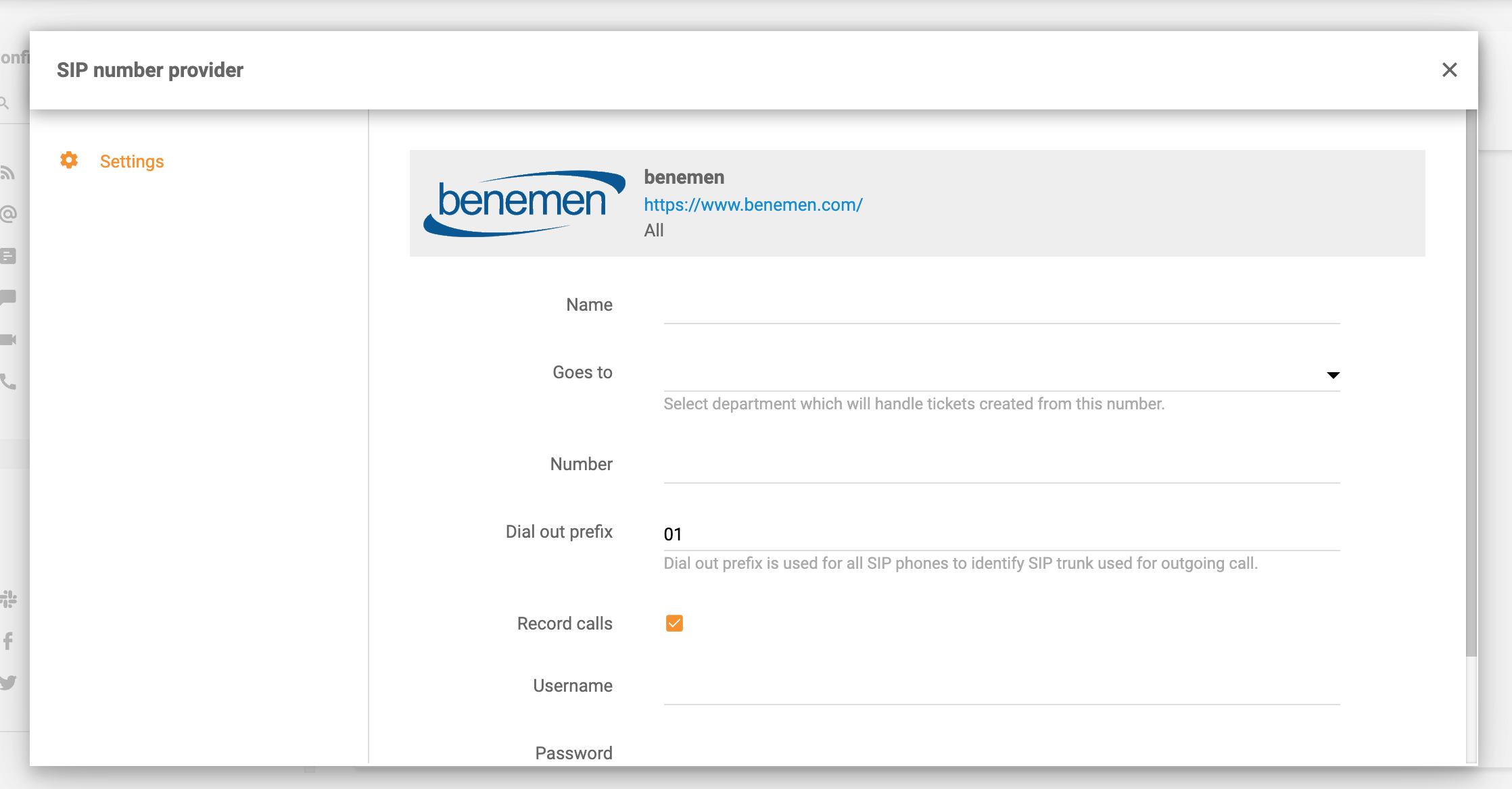 Integrazione Benemen in LiveAgent