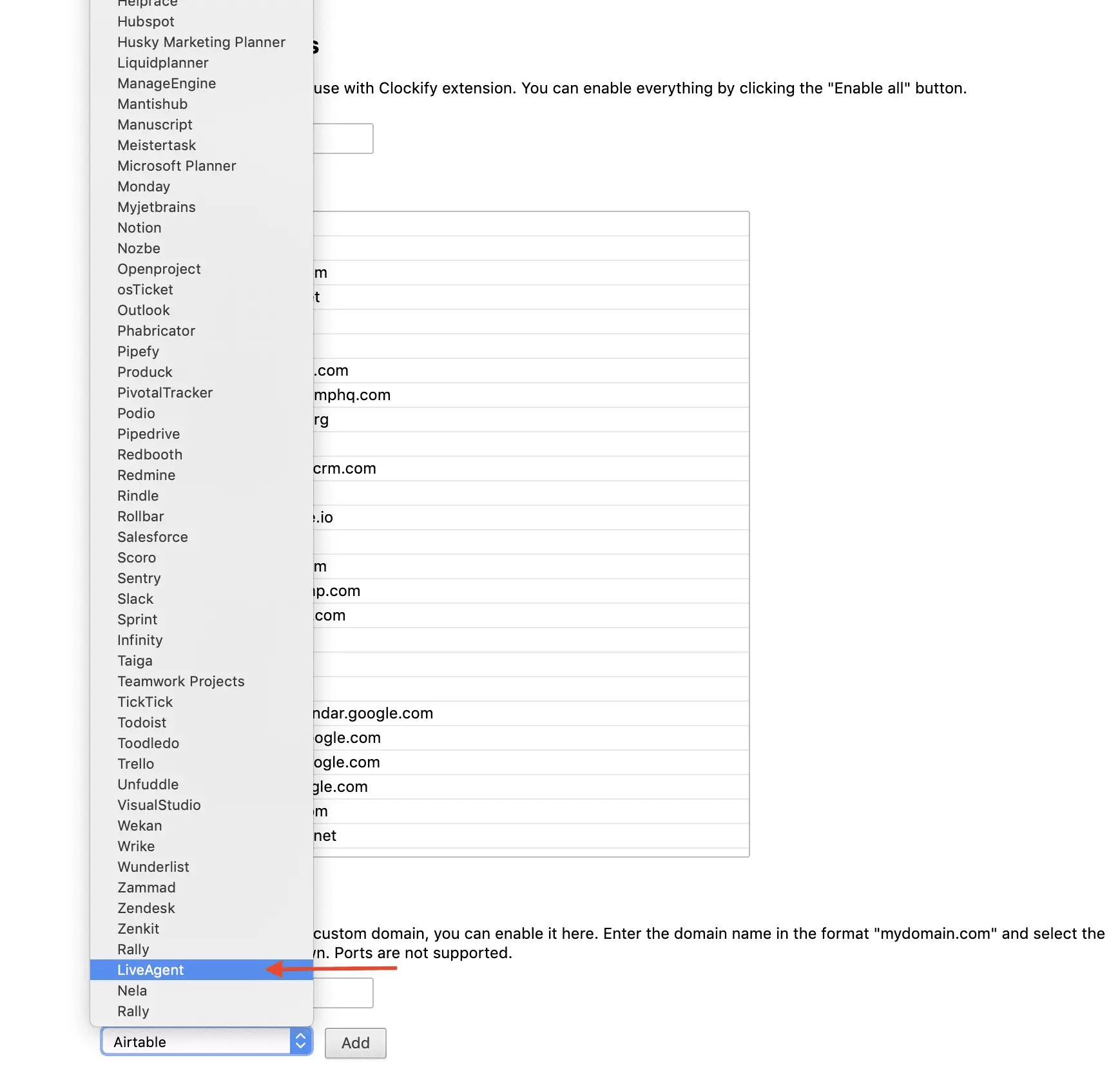 Integrazione LiveAgent Clockify
