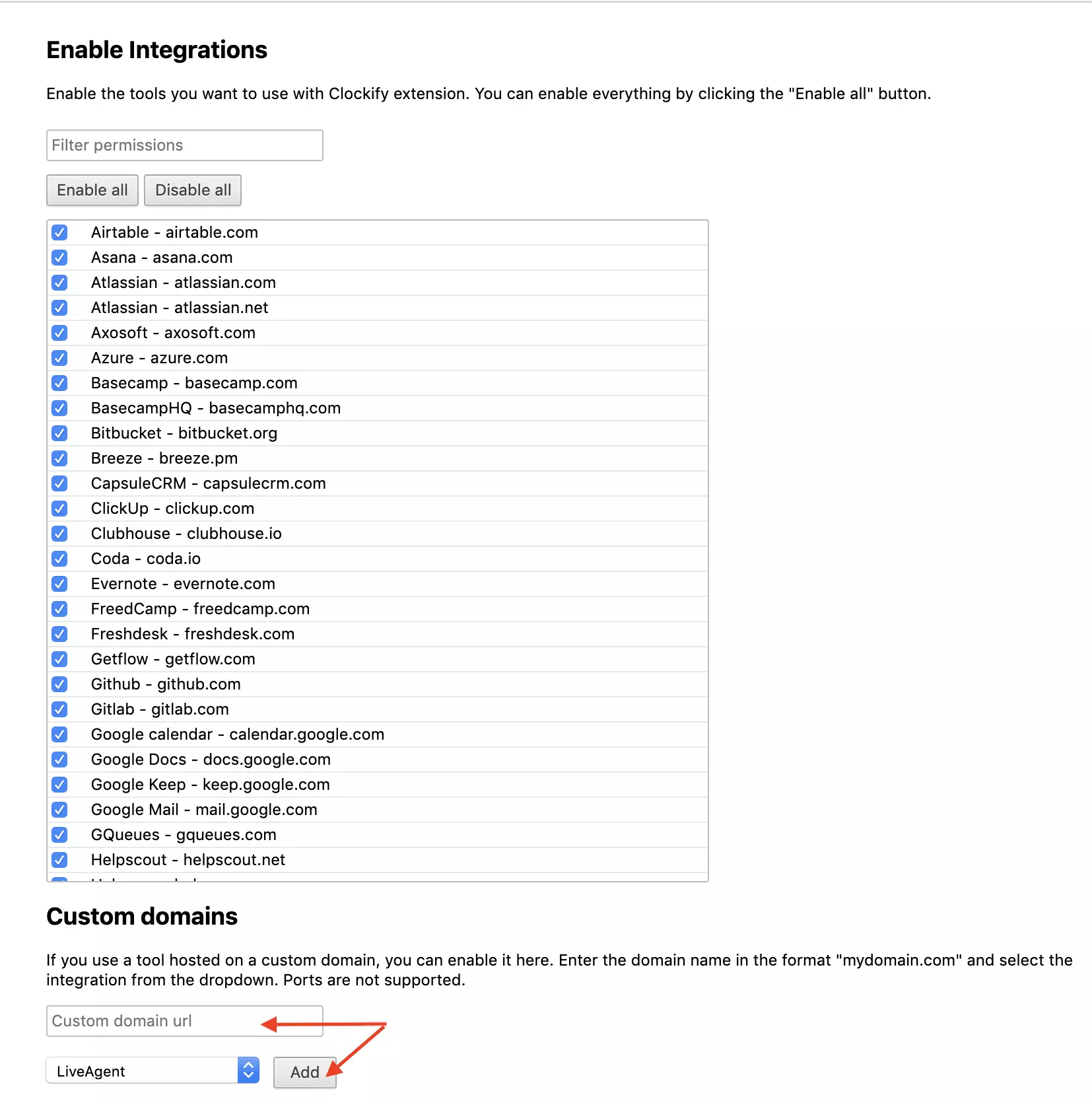 Configurazione dominio Clockify