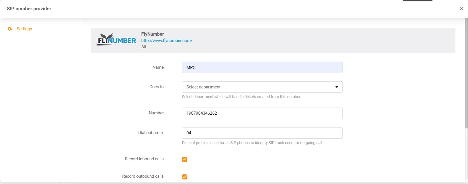 Credenziali FlyNumber