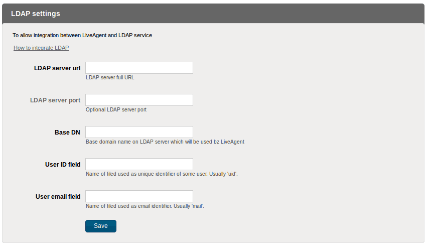 Finestra di configurazione LDAP