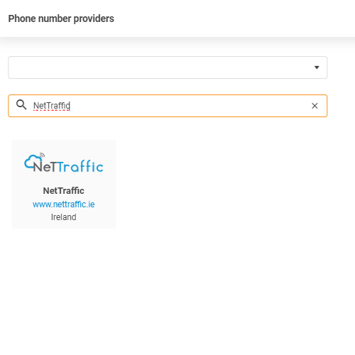 Selezione del provider NetTraffic in LiveAgent