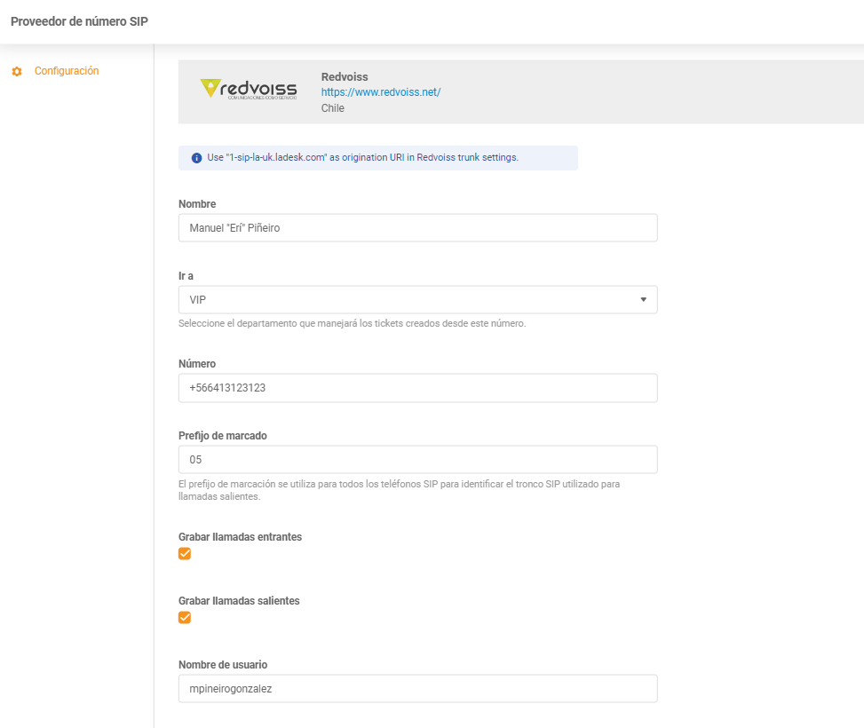 Credenziali Redvoiss