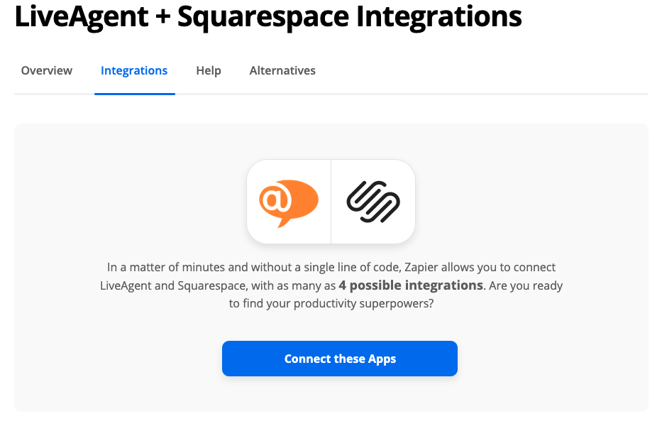 Connetti LiveAgent con Squarespace tramite Zapier