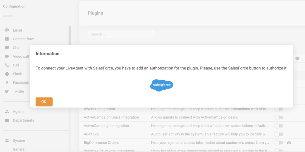 Accesso integrazione Salesforce