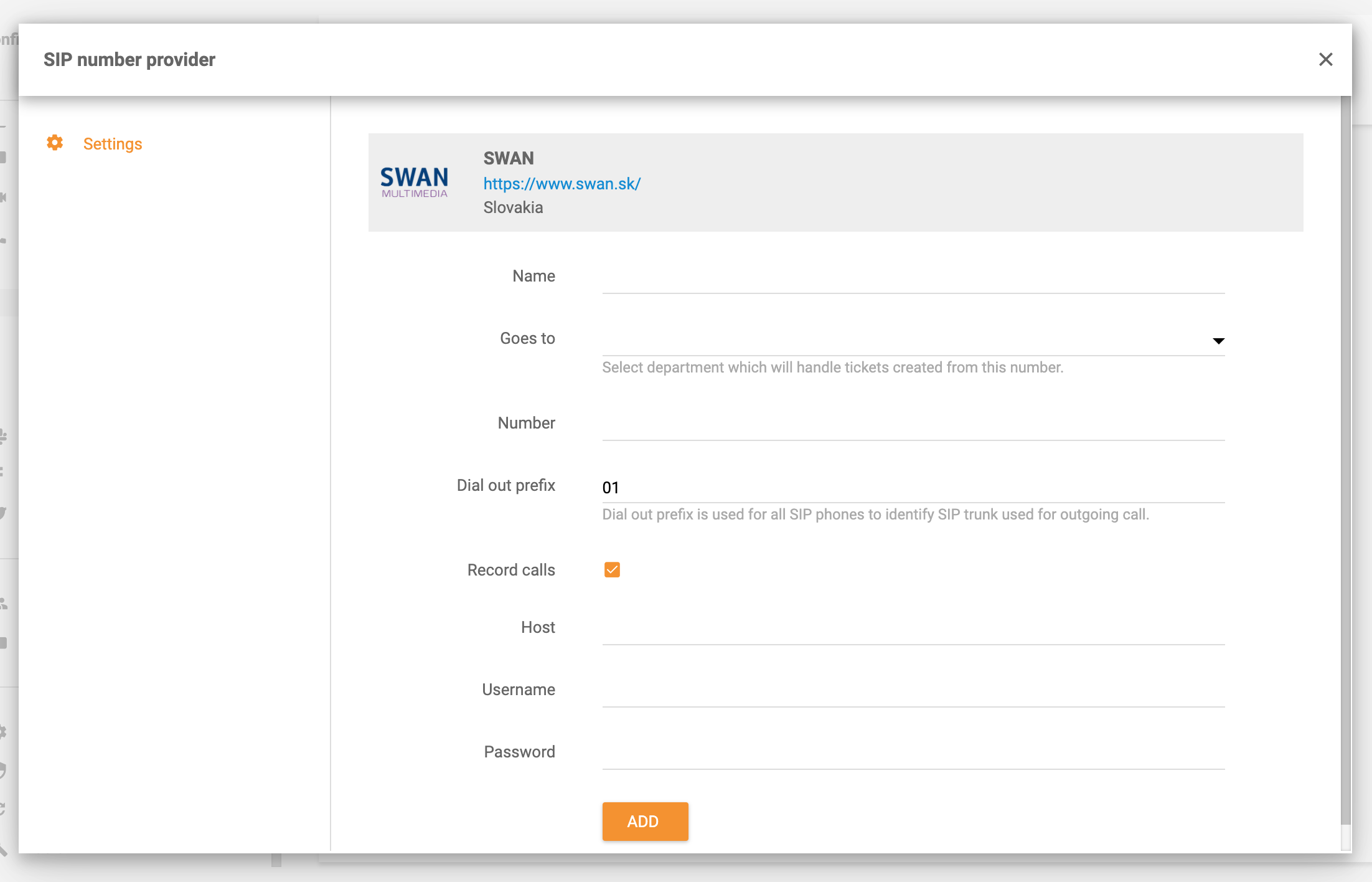 Integrazione Swan in LiveAgent