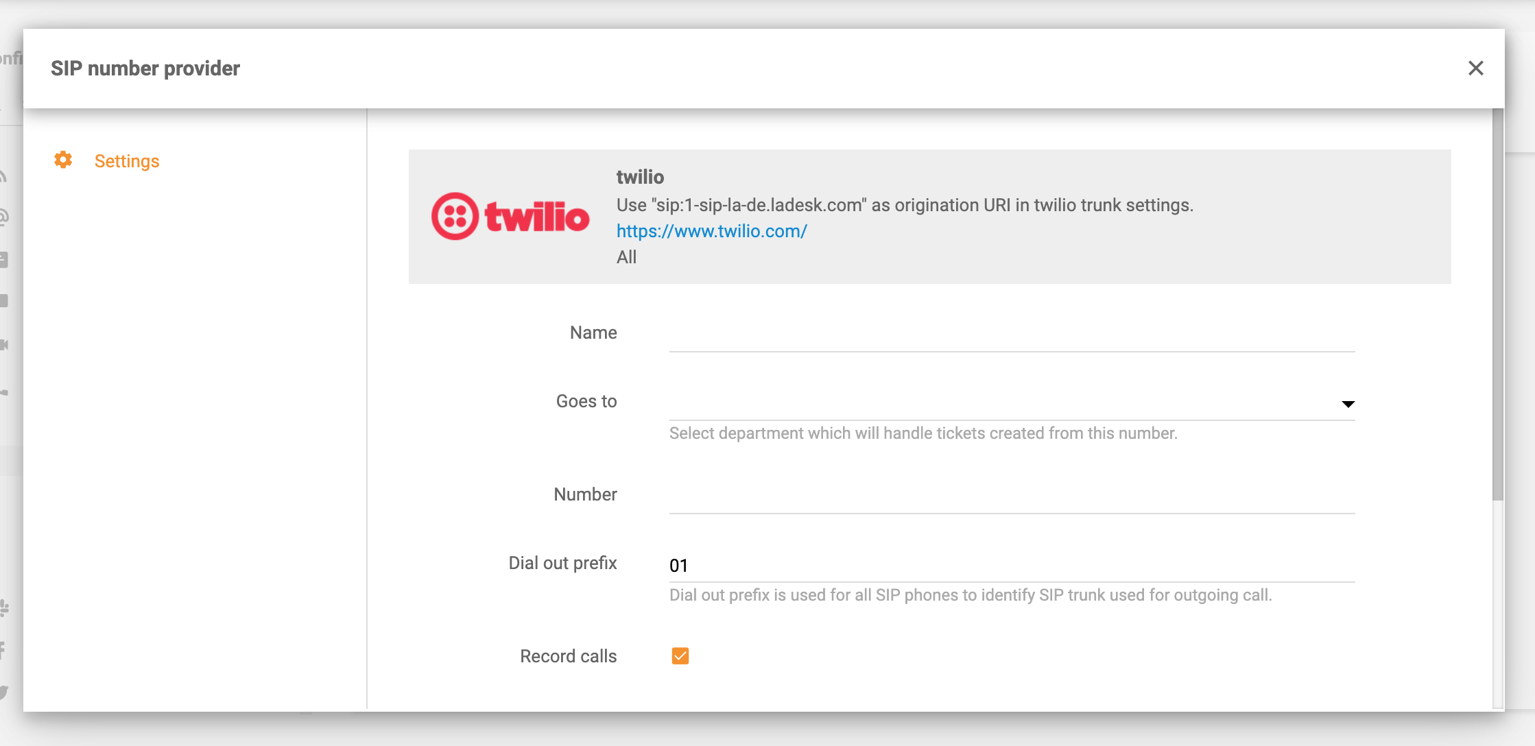 Integrazione VOIP LiveAgent Twilio