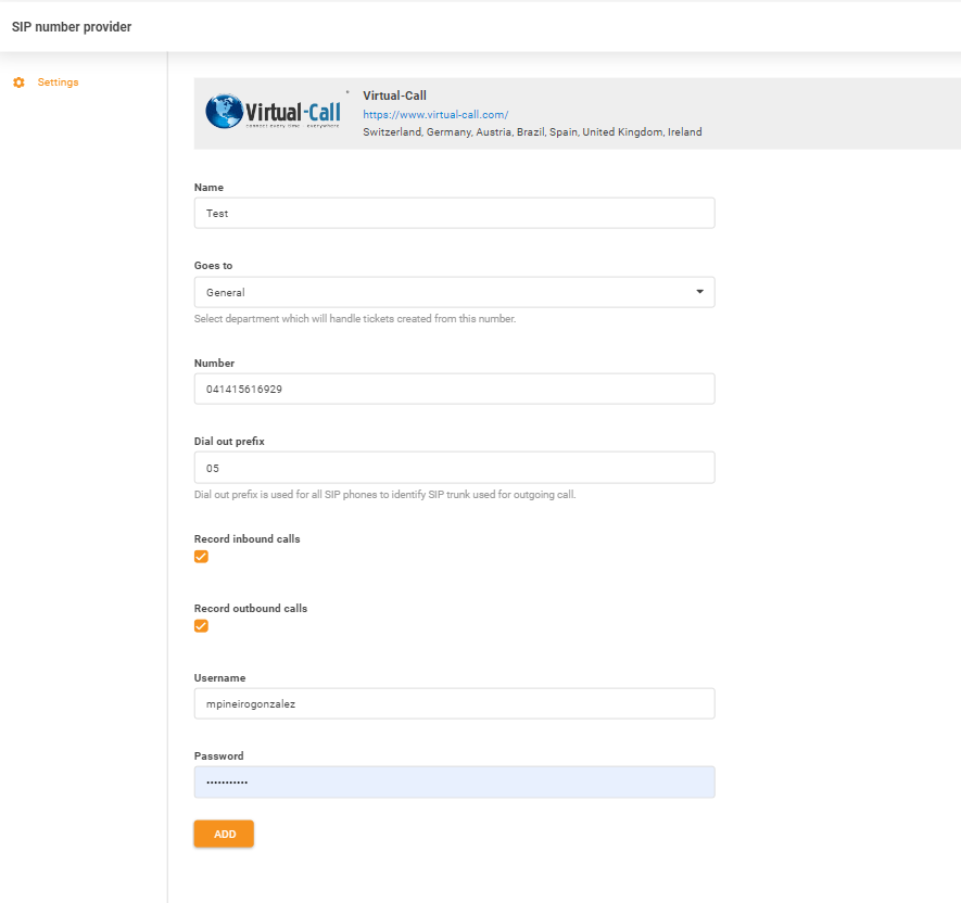 Credenziali Virtual-Call