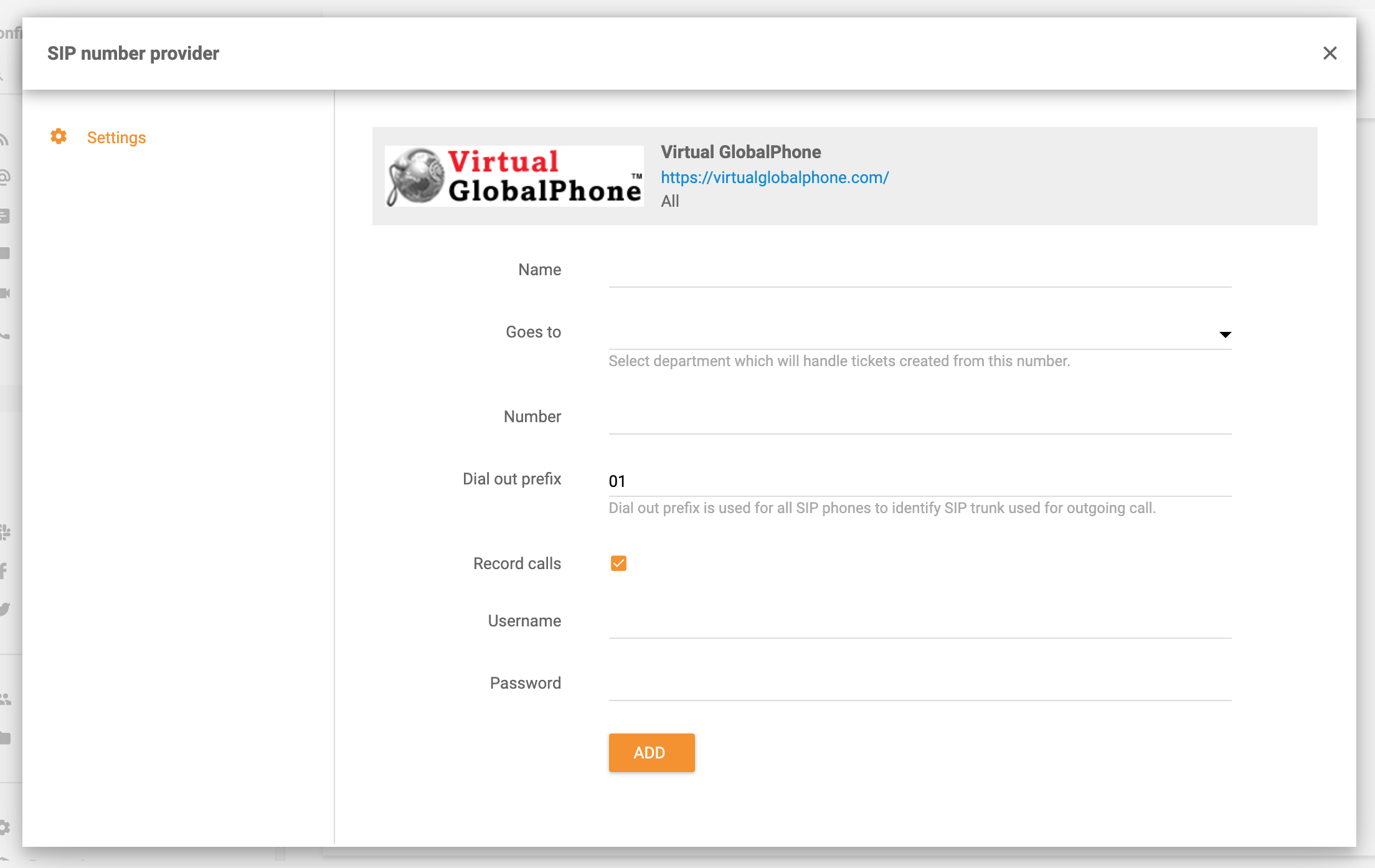 Virtual Global Phone Integration in LiveAgent